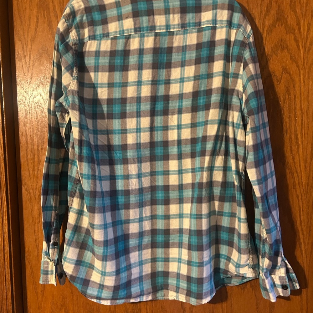American Eagle Outfitters Blue and White Checkered Men's Shirt - Picture 5 of 6